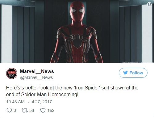 เผย Iron Spider ชุดใหม่สไปดี้จาก Spider-Man: Homecoming 