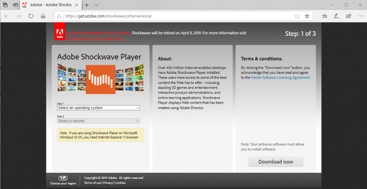 Adobe ประกาศปิดให้บริการโปรแกรม Shockwave