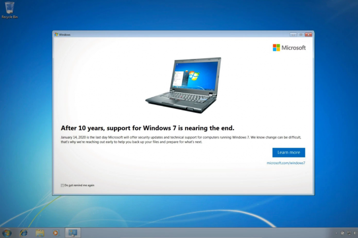 Microsoft แจ้งเตือนการหยุดสนับสนุนซอฟต์แวร์ไปยังผู้ใช้ Windows 7 