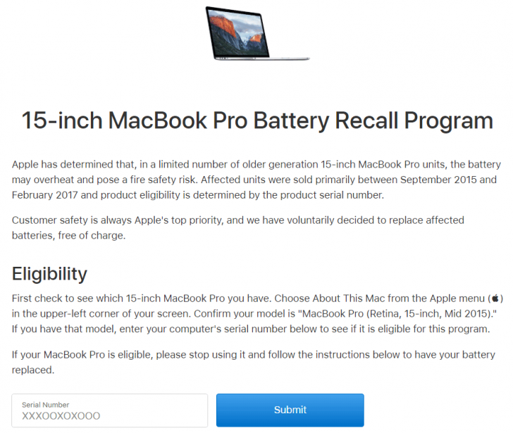 Apple ประกาศเรียกคืน MacBook Pro 2015 บางเครื่องคืน หลังพบแบตเตอรี่มีปัญหาอาจติดไฟได้