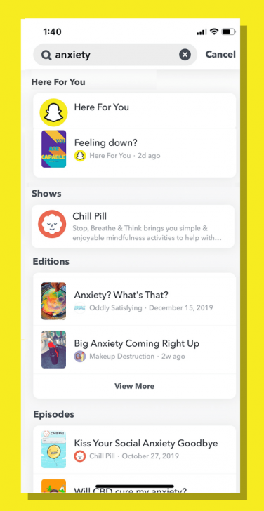 Snapchat เพิ่มฟีเจอร์ Here For You เพื่อช่วยดูแลสุขภาพจิตของผู้ใช้
