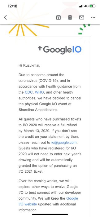 Google ประกาศยกเลิกการจัดงาน I/O Developer Conference