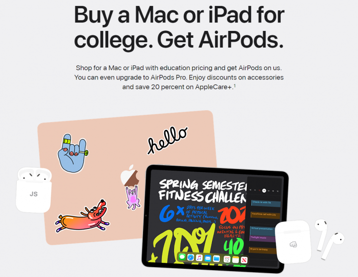 Apple เพิ่มโปรโมชัน Back-to-school แถม AirPods ให้ทุกคนที่ซื้อ MacBook Air และ iPad Air