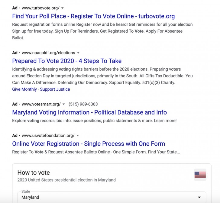 Google เพิ่มฟีเจอร์ส่งเสริมการใช้สิทธิเลือกตั้งประธานาธิบดี (ในอเมริกา)