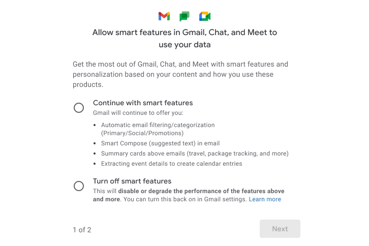 Gmail เพื่มตัวเลือกให้ปิด Smart Feature และ การลิงก์ข้อมูลกับแอปฯ อื่นๆ เพื่อลดการใช้ข้อมูล
