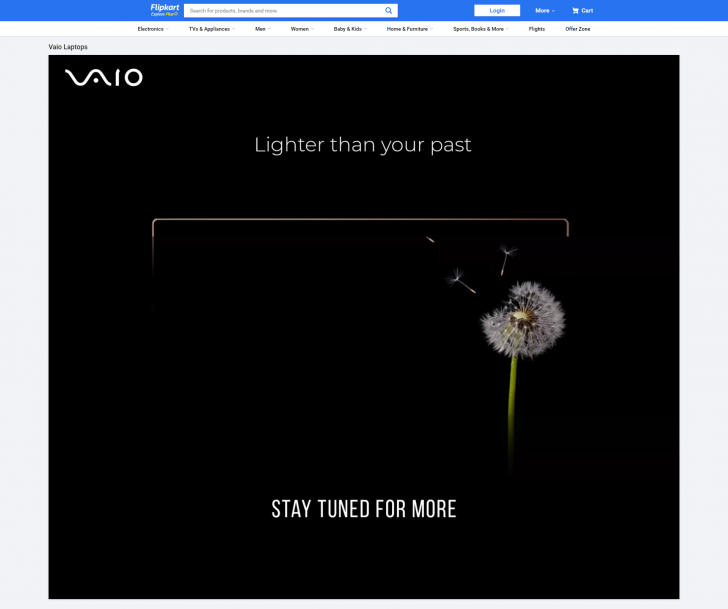 คอมพิวเตอร์ Sony Vaio อาจจะกลับมา หลังจากพบทีเซอร์เตรียมเปิดตัวในเว็บไซต์ Flipkart