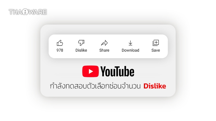 YouTube ทดสอบตัวเลือกซ่อนจำนวน 'Dislike' หวังช่วย Creator เวลาโดน 'ทัวร์ลง'