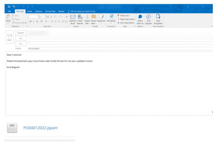 เตือน Phishing Mail แนบมัลแวร์ยึดคอมพิวเตอร์ในคราบไฟล์ ".ppam" ของ PowerPoint