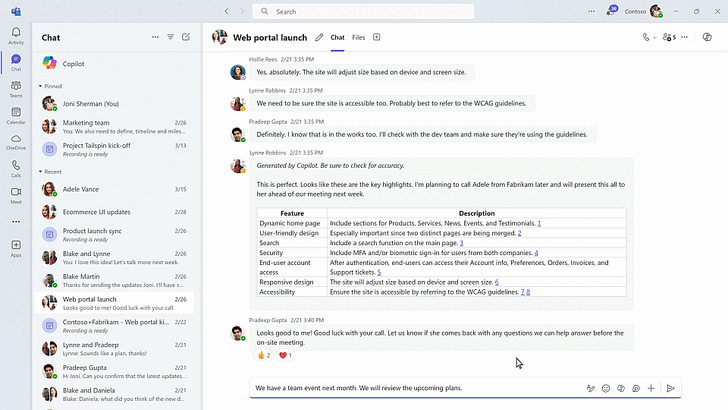 Microsoft Teams อัปเดตใหม่ ใส่ AI Copilot เข้ามาช่วยเหลือผู้ใช้งาน
