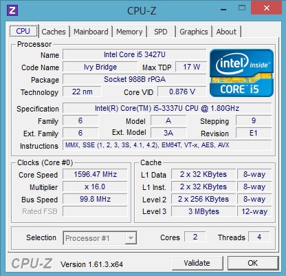ผลทดสอบ CPU-Z Dell Vostro 5460