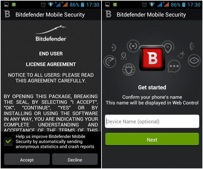 โปรแกรม Bitdefender Mobile Security