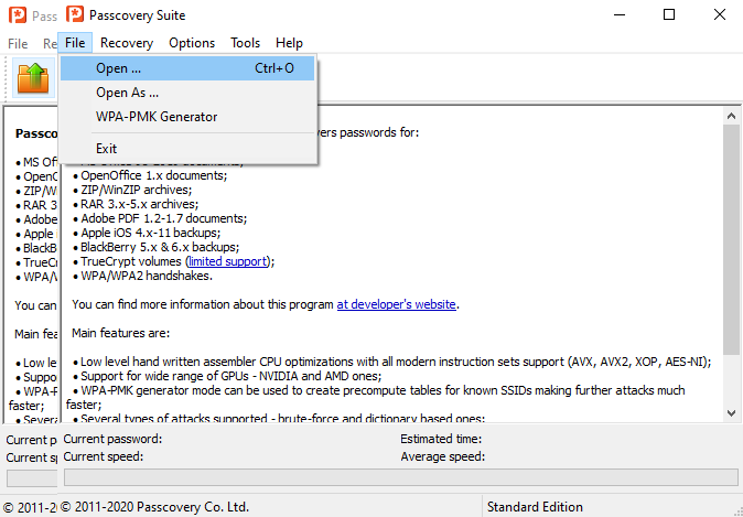การใช้งานโปรแกรมกู้รหัสผ่าน Passcovery Suite เบื้องต้น