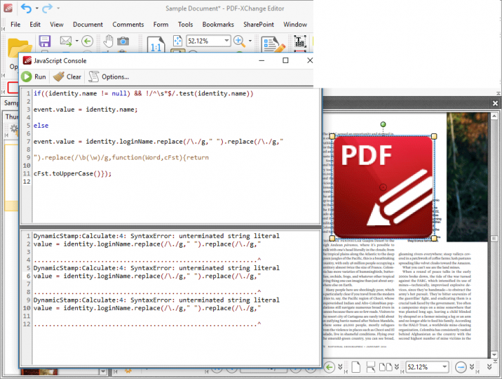 เมนู Form บน PDF-XChange Editor