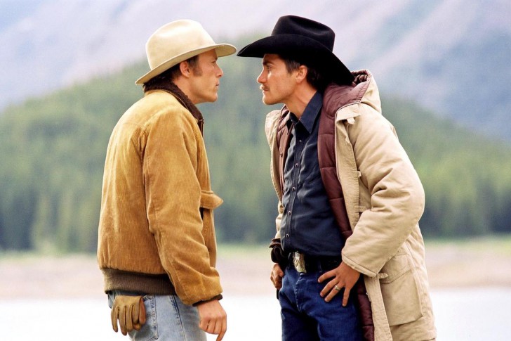 Heath Ledger (ซ้าย) Jake Gyllenhaal (ขวา) ใน หนัง ภาพยนตร์ Brokeback Mountain