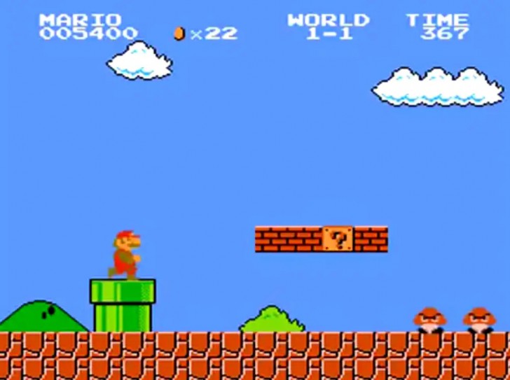 ภาพจากเกม Super Mario Bros. ค.ศ. 1985 (พ.ศ. 2528)