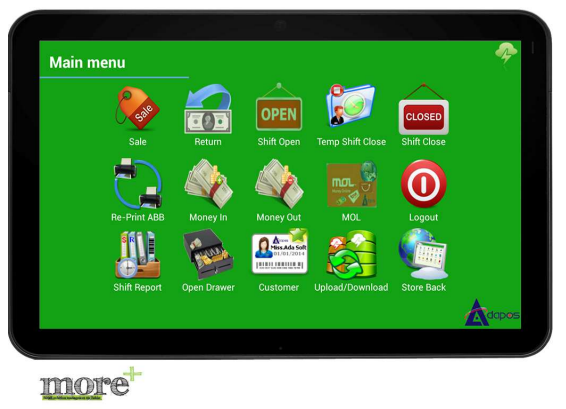 AdaPos more+ พร้อมด้วยเครื่อง MiniPos Android version