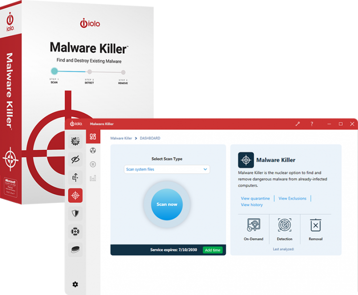 โปรแกรมแอนตี้มัลแวร์ iolo Malware Killer