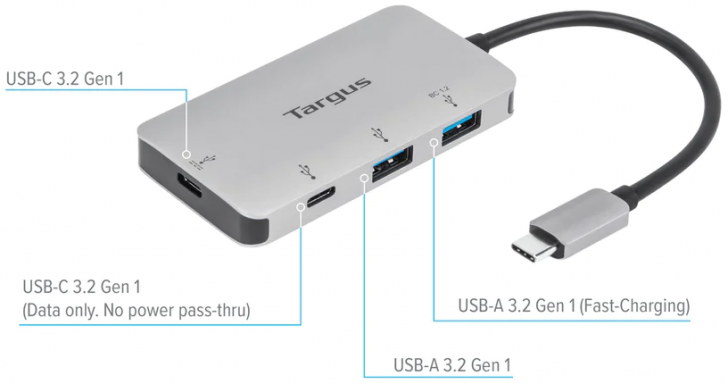อุปกรณ์เพิ่มช่อง USB รองรับชาร์จเร็ว 100 วัตต์ Targus USB-C Multi-Port HUB with 100W Power Delivery