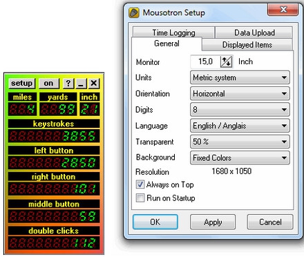 Mousotron (โปรแกรมเก็บบันทึกสถิติ การใช้ Mouse Keyboard) : 