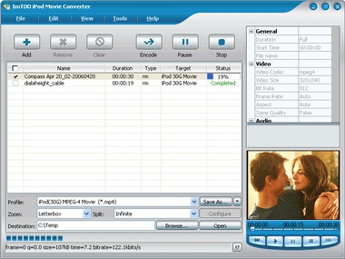 ImTOO iPod Movie Converter (โปรแกรมแปลงไฟล์วิดีโอ เพื่อเล่นบนอุปกรณ์ iPod) : 