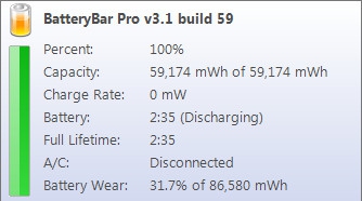 BatteryBar Free (โปรแกรม BatteryBar ดูสถานะแบตเตอรี่ ฟรี) : 