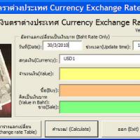 โปรแกรม คำนวน อัตรา แลกเปลี่ยนเงินตรา ต่างประเทศ (Thai Baht Currency Exchange Calculator)