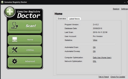 Genuine Registry Doctor (โปรแกรมล้างไฟล์ Registry ที่ไม่ต้องการ) : 