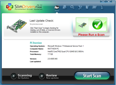 Slimdrivers (โปรแกรม Slimdrivers ค้นหา Driver และ ติดตั้ง Driver)