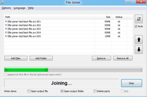 File Joiner Portable (โปรแกรม รวมไฟล์ย่อย ให้เป็นไฟล์ใหญ่ไฟล์เดียว) : 