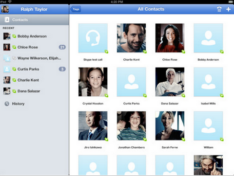 Skype for iPad (โปรแกรม พูดคุย ทั้งภาพ เสียง ข้อความ ที่นิยมมากที่สุดในโลก บน iPad) : 