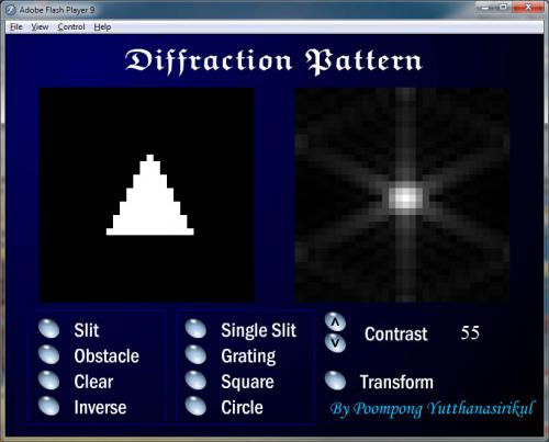 โปรแกรม แบบจำลองริ้วรอย การแทรกสอดของแสง (Diffraction Pattern) : 