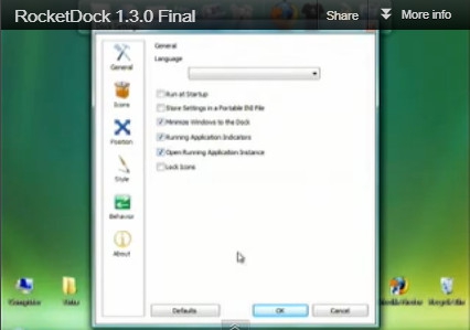 RocketDock (โปรแกรมจัด Icon Desktop ให้เป็นระเบียบ) : 