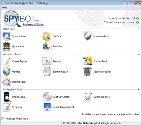 Spybot (ดาวน์โหลด Spybot กำจัดสปายแวร์ ลบโฆษณาฟรี) : 