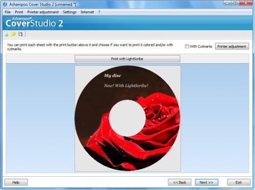 Ashampoo Cover Studio (โปรแกรมออกแบบลวดลาย บนแผ่น CD DVD) : 