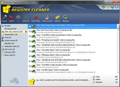 Ashampoo Registry Cleaner (โปรแกรมล้างขยะรีจีสทรี แก้คอมช้า) : 