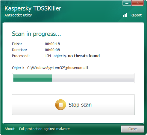 Kaspersky TDSSKiller (โปรแกรมกำจัดไวรัส Rootkit มัลแวร์ จาก Kaspersky) : 