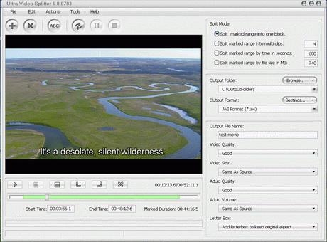 Ultra Video Splitter (โปรแกรมตัดแบ่งไฟล์วิดีโอ ออกมาเป็นส่วนๆ) : 
