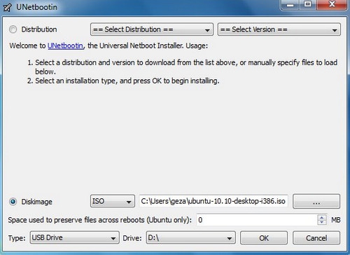 UNetbootin (โปรแกรม UNetbootin สร้างแผ่นบูท Linux) : 