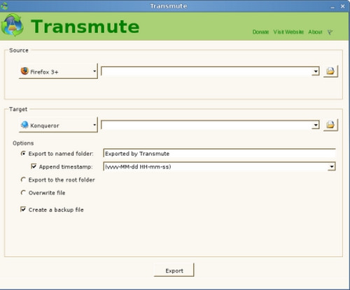 Transmute (แปลง Bookmarks Favorites ระหว่างเบราว์เซอร์) : 