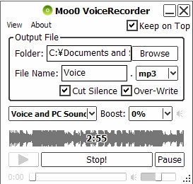 Moo0 Voice Recorder (โปรแกรม Moo0 Voice Recorder อัดเสียง มีภาษาไทย ใช้งานฟรี) : 