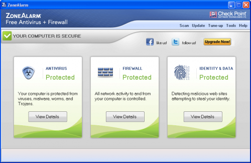 ZoneAlarm Free Antivirus + Firewall (โปรแกรม ZoneAlarm  ป้องกันไวรัส Free เสริมด้วย Firewall) : 