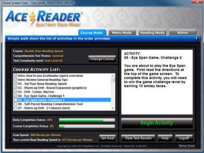 AceReader (โปรแกรมฝึกทักษะการอ่านภาษาอังกฤษ) : 