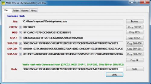 MD5 & SHA Checksum Utility (โปรแกรมตรวจสอบไฟล์เสีย MD5 & SHA Checksum) : 