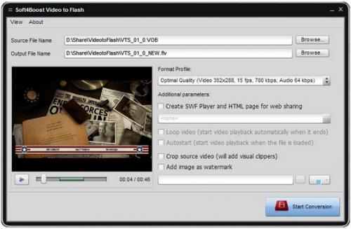 Soft4Boost Video to Flash (โปรแกรมแปลงไฟล์วิดีโอ เป็น Flash) : 