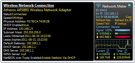 Network Meter (โปรแกม Network Meter ตรวจสอบรายละเอียด WiFi) : 