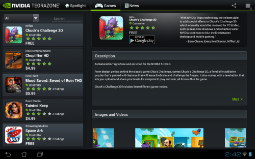 NVIDIA TegraZone 2 (App ค้นหาเกมส์ บนแอนดรอยด์) : 