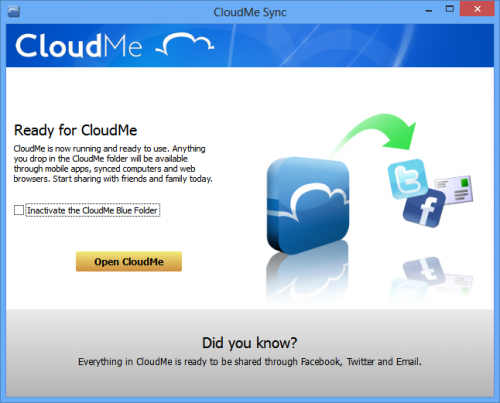 CloudMe (โปรแกรม CloudMe ฝากไฟล์ฟรี) : 