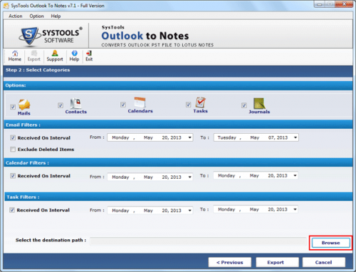 Outlook to Notes (โปรแกรมแปลงไฟล์ ลงฐานข้อมูล) : 