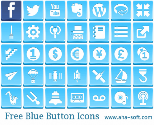 Free Blue Button Icons (โปรแกรมเปลี่ยนไอคอน) : 