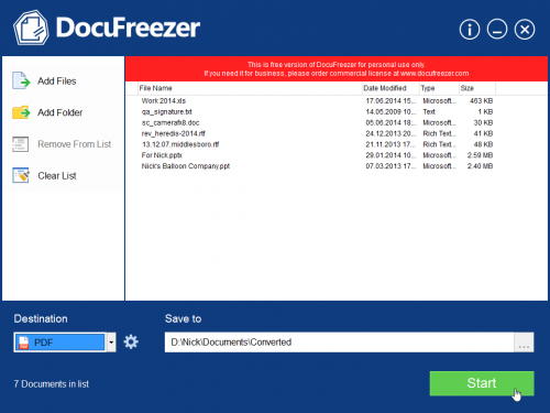 DocuFreezer (โปรแกรม DocuFreezer แปลงไฟล์เอกสารต่างๆ ฟรี) : 